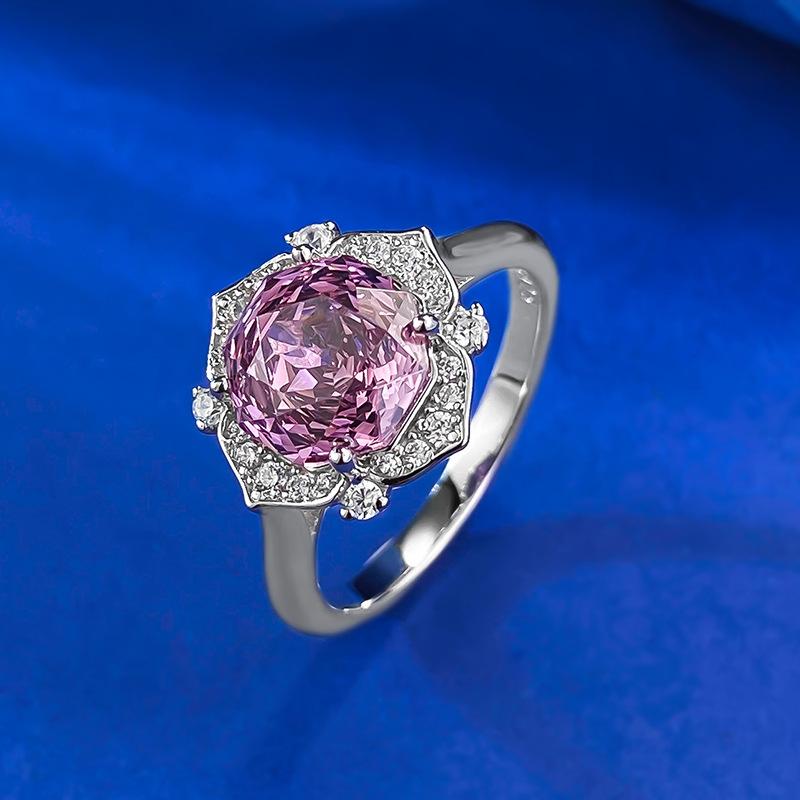 S925 sterling silver rose cut high carbon ring 8*8mm 6A cubic zirconia ring fashion jewelry accessory woman girl promise ring-386(35%)