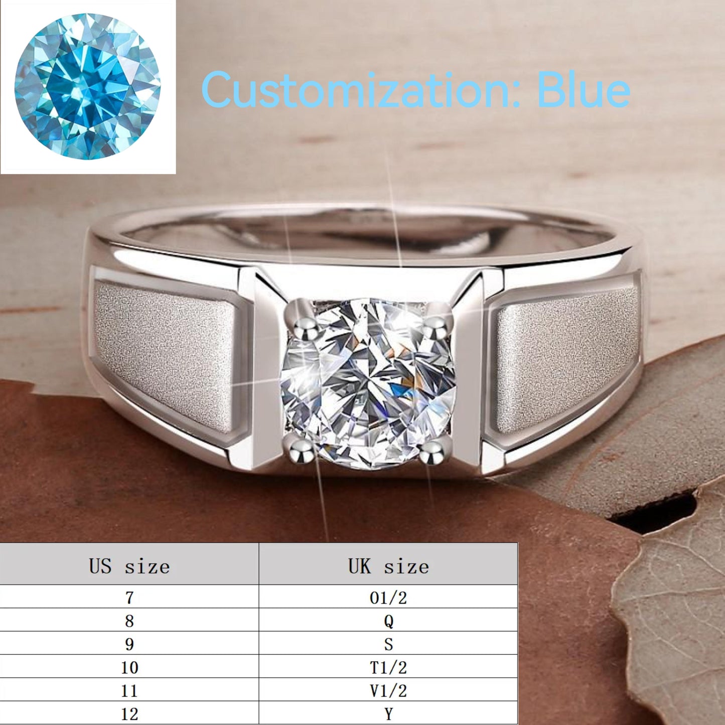 S925 Sterling Silver Frosted Man's Ring Crown Synthetic Moissanite fashion jewelry accessory woman girl promise ring-212(35%)