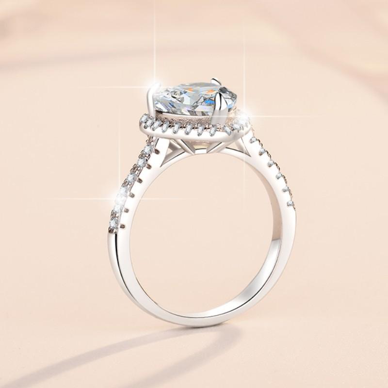 S925 Sterling Silver Heart-Shaped Ring Synthetic Moissanite Ring fashion jewelry accessory woman girl promise ring-250(35%)