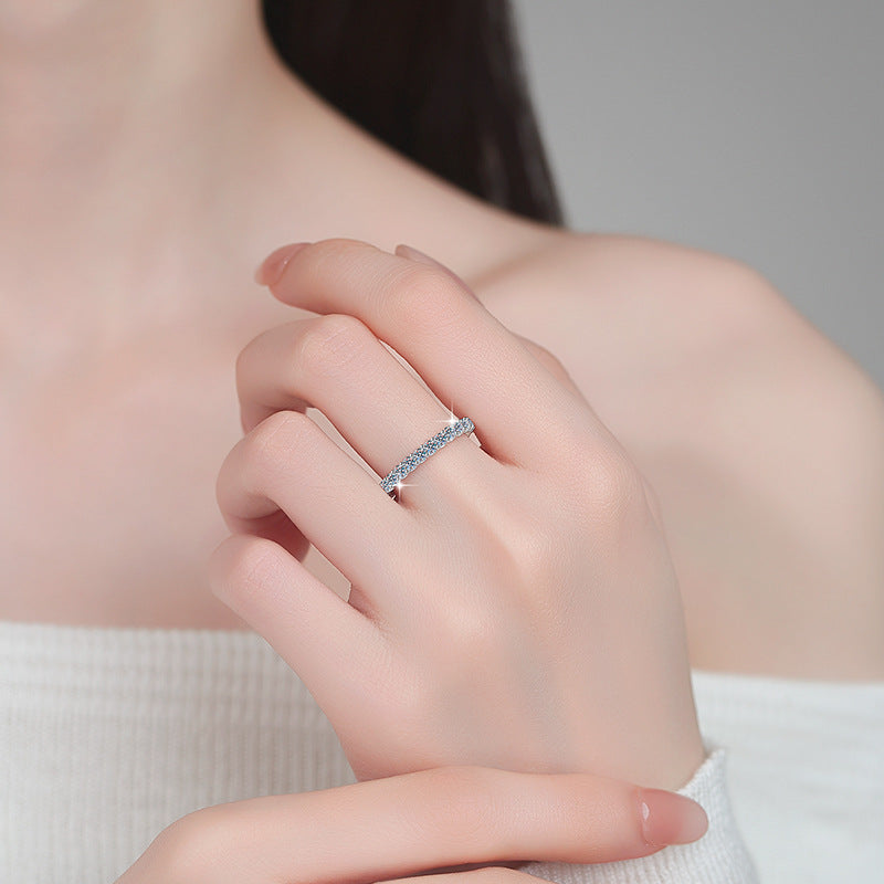 S925 Sterling Silver Full Band Row Moissanite fashion jewelry Ring-581(35%)