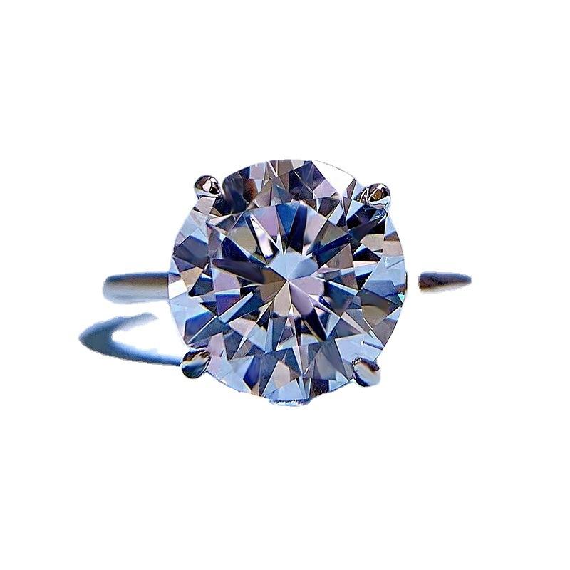 S925 Sterling Silver Oval Cut Round Ring 10mm 6A Cubic Zirconia Ring-261(35%)