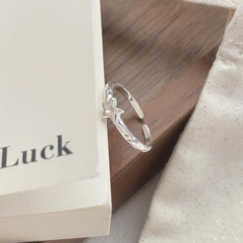 S925 Sterling Silver Irregular Texture Finger Ring for Women - 491(45%)