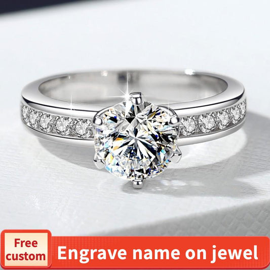 S925 Sterling Silver Ring Six-Claw Crown  Synthetic Moissanite fashion jewelry accessory woman girl promise ring Springtok-341(35%)