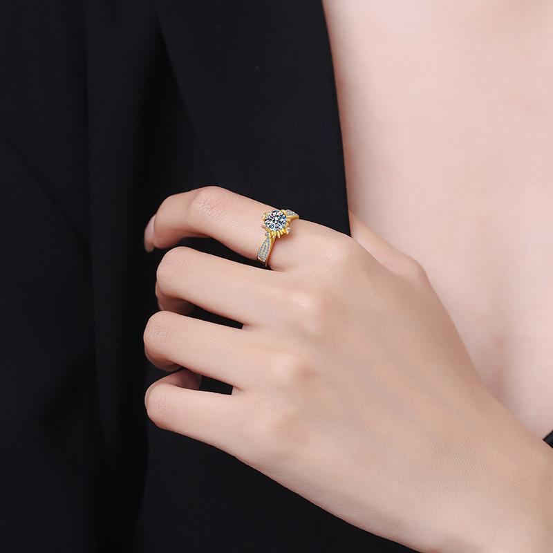 S925 Sterling Silver Rose Fountain Shaped Ring Synthetic Moissanite Ring 1Carat-273(35%)