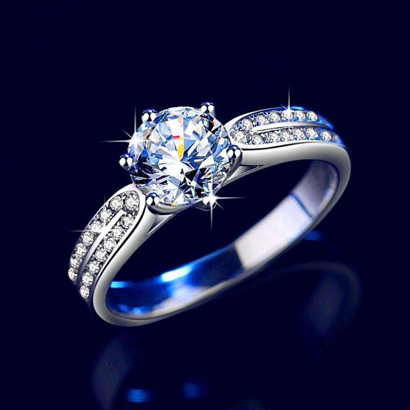 NO.115 S925 Sterling Silver Star Queen Ring Synthetic Moissanite Ring fashion jewelry accessory woman girl promise ring Springtok