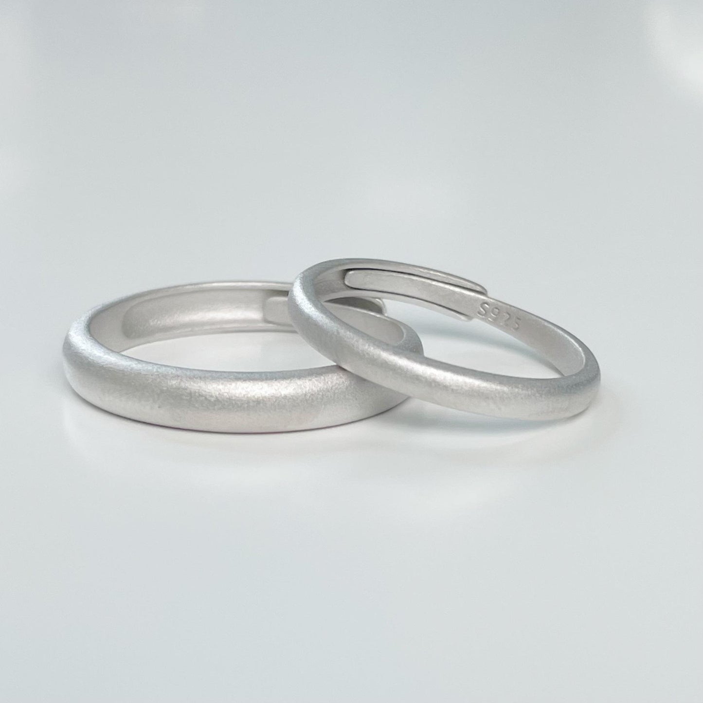 S925 Sterling Silver Matte Couple Rings Plain Band - 537 weddingring(45%)