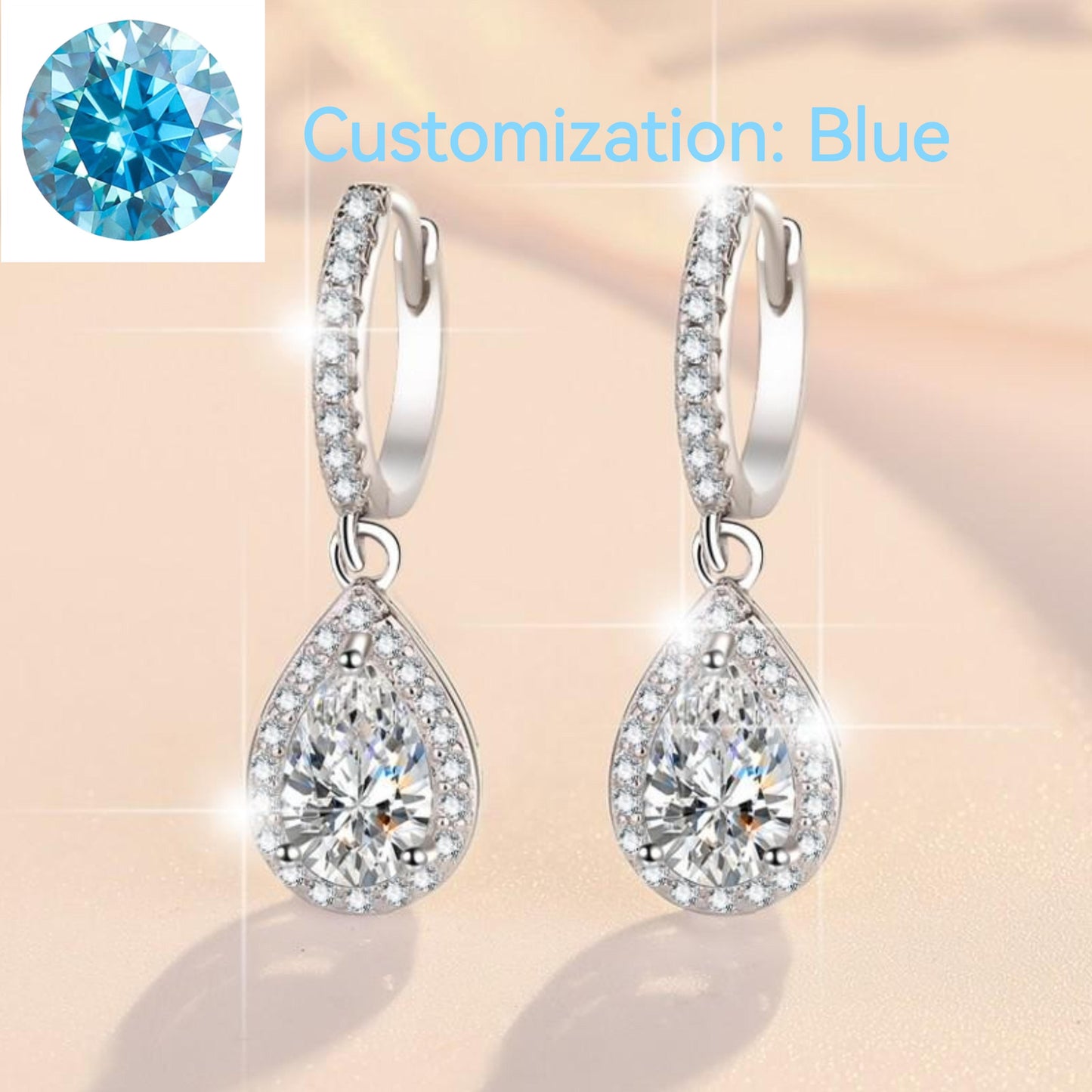 S925 Sterling Silver Pear-Shaped Earrings Synthetic Moissanite Earrings Daily Life Earrings(35%)-601