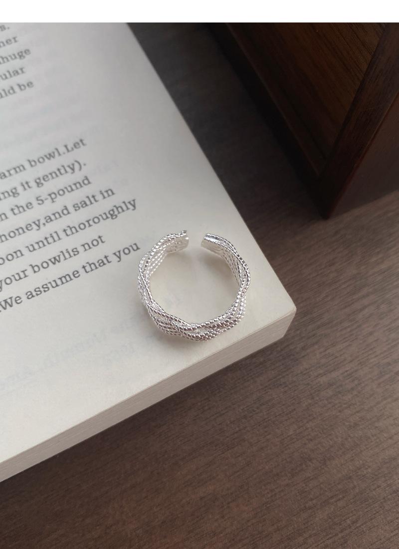 S925 Sterling Silver Braided Line Multi-layer Wrapped Ring Women's Open Ring -490(45%)