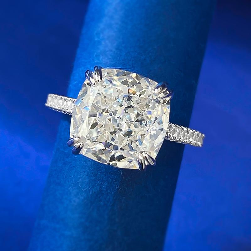 S925 Sterling Silver Ice Flower Cut Square Ring 10*10mm 8A Cubic Zirconia Ring fashion jewelry accessory woman girl promise ring-380(35%)