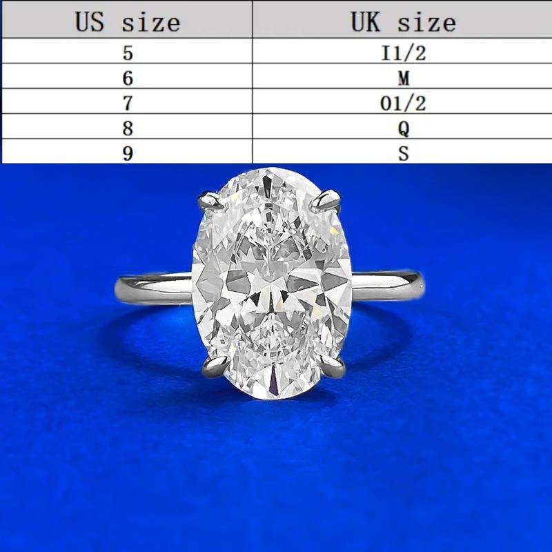 S925 Sterling Silver Radiant Cut Oval Ring 9 * 13mm 6A Cubic Zirconia Ring-266(35%)