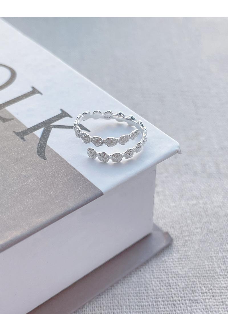 S925 Sterling Silver Rose Flower Ring Open Finger Ring For Women -528(45%)