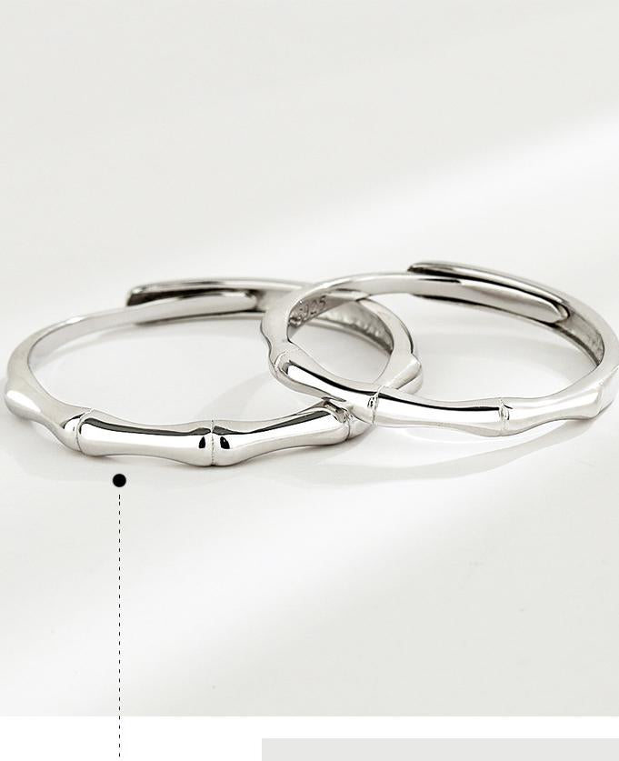 S925 Sterling Silver Ancient Style Bamboo Joint Couple Rings - 485 weddingring(45%)