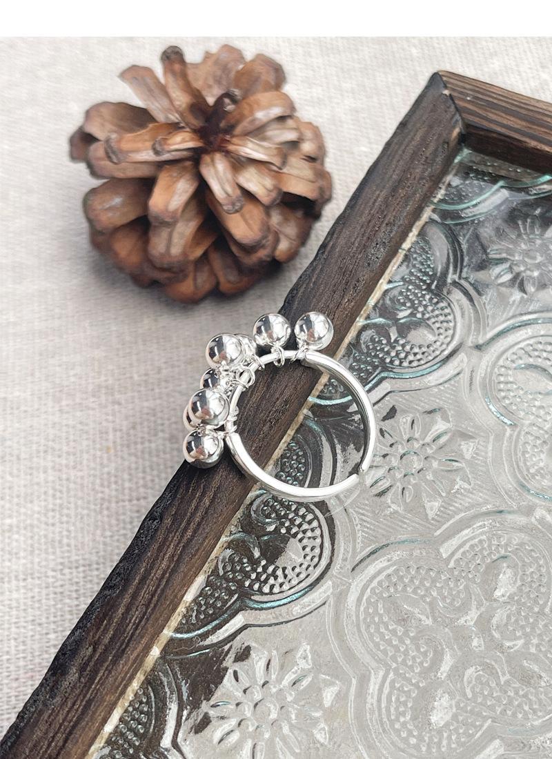 S925 Sterling Silver Simple Grape Cluster Ring for Women with Round Beads - 533(45%)