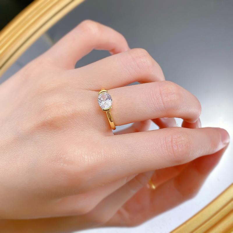 S925 Sterling Silver Oval Cut Oval Ring 6*8mm 6A Cubic Zirconia Ring-173(35%)