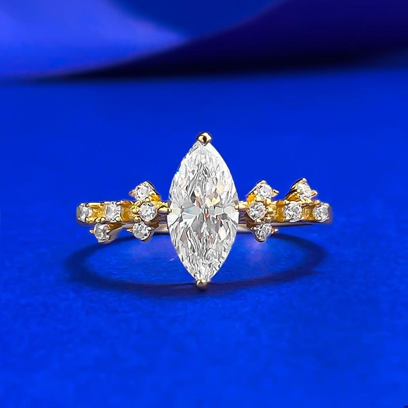 S925 Sterling Silver Marquise Horse Eye 5*10mm 6A Cubic Zirconia Ring-438(25%)