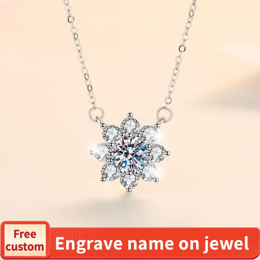 S925 Sterling Silver SUNFLOWER Necklace Synthetic Moissanite Birthday Gift Minimalist Pendant Necklace-325(35%)