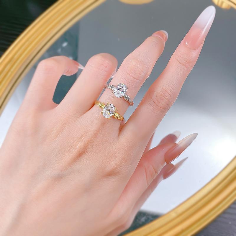 S925 Sterling Silver Oval Cut Oval Ring 6*8mm 6A Cubic Zirconia Ring-349(35%)