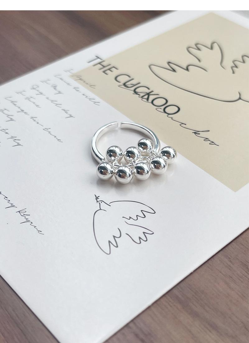 S925 Sterling Silver Simple Grape Cluster Ring for Women with Round Beads - 533(45%)