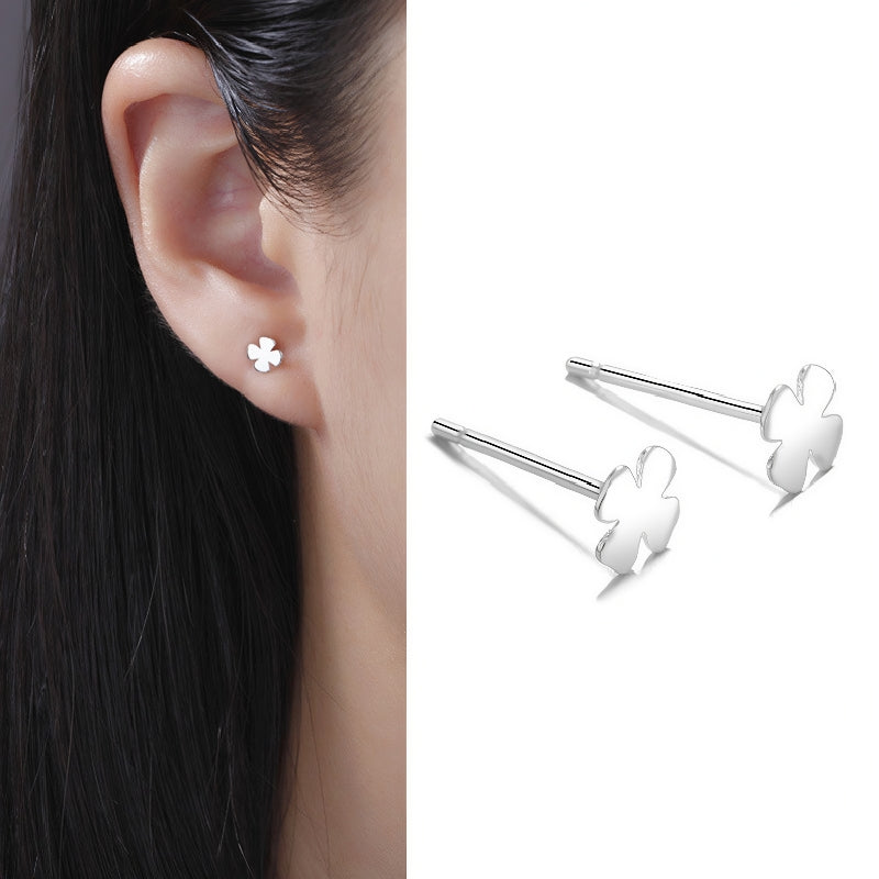 S999 Full Silver Ear Stud, Nourishing Ear Piercing, Prevent Allergies(A pair)