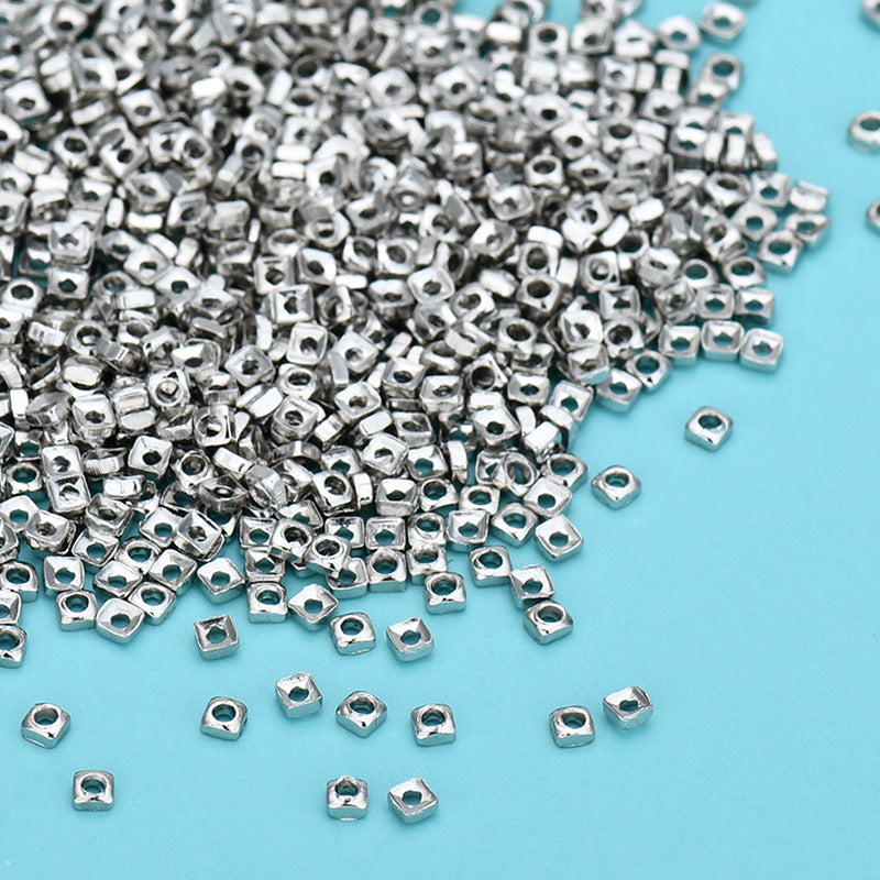 S925 Sterling Silver Square Beads for Jewelry Making（Price of 2g）