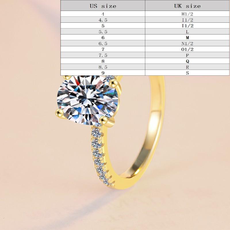 S925 Sterling Silver Four-claw Golden Ring Synthetic Moissanite Ring-120(35%)