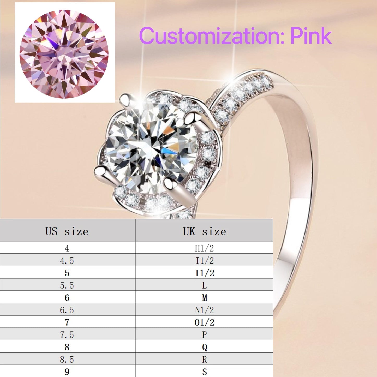 S925 Sterling Silver Hold flowers Ring Synthetic Moissanite Ring fashion jewelry accessory woman girl promise ring-471(35%)