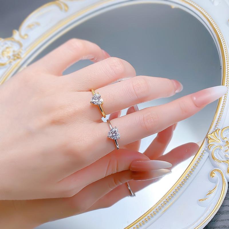S925 Sterling Silver Heart-shaped Ring 7*7mm 6A Cubic Zirconia Ring-572(35%)
