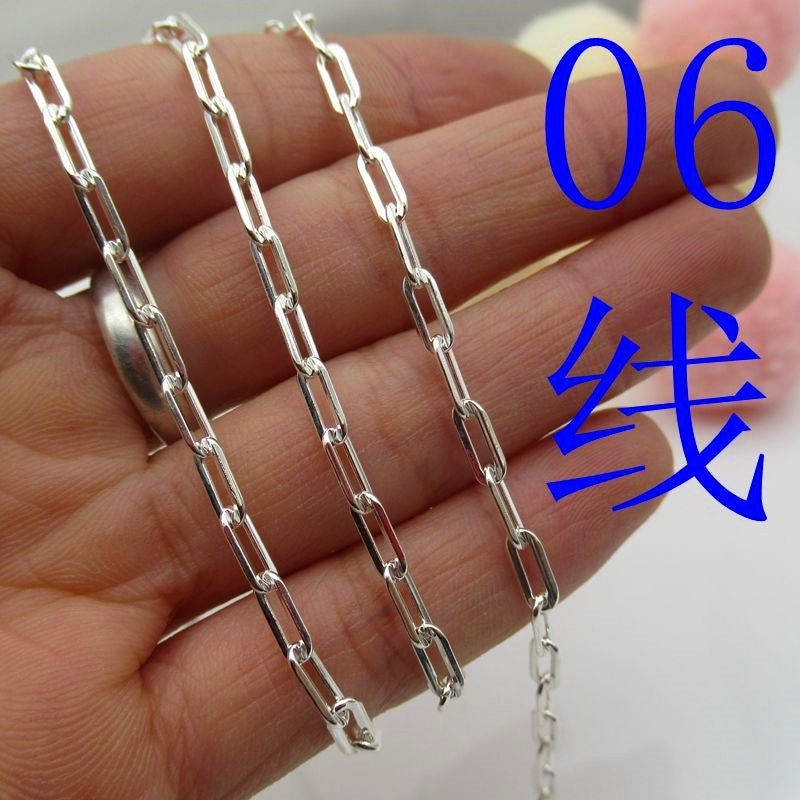 S925 Sterling Silver Rectangular O-Shaped Chain Cross Chain Scatter Chain Bracelet Necklace Diy Accessories Jewelry Accessories