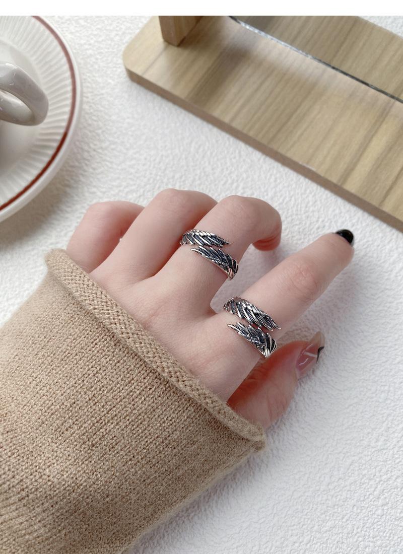S925 Sterling Silver Vintage Angel Wings Couple Ring -547 weddingring(45%)