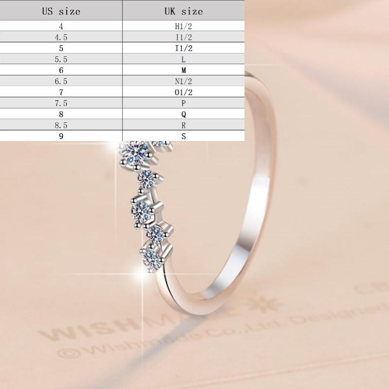 S925 Sterling Silver V-shaped Fashion Band Ring Synthetic Moissanite Ring fashion jewelry accessory woman girl promise ring-104(35%)