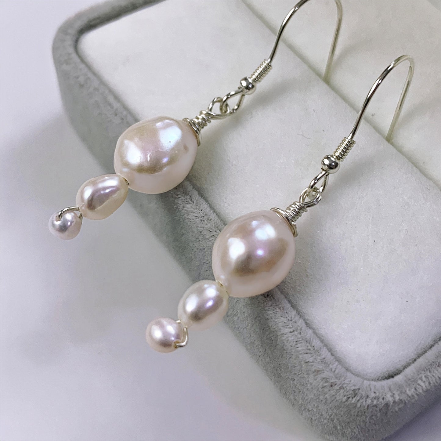 Natural Fresh Water Baroque Handmade Pearl Earrings /S925 Sterling Silver Earrings