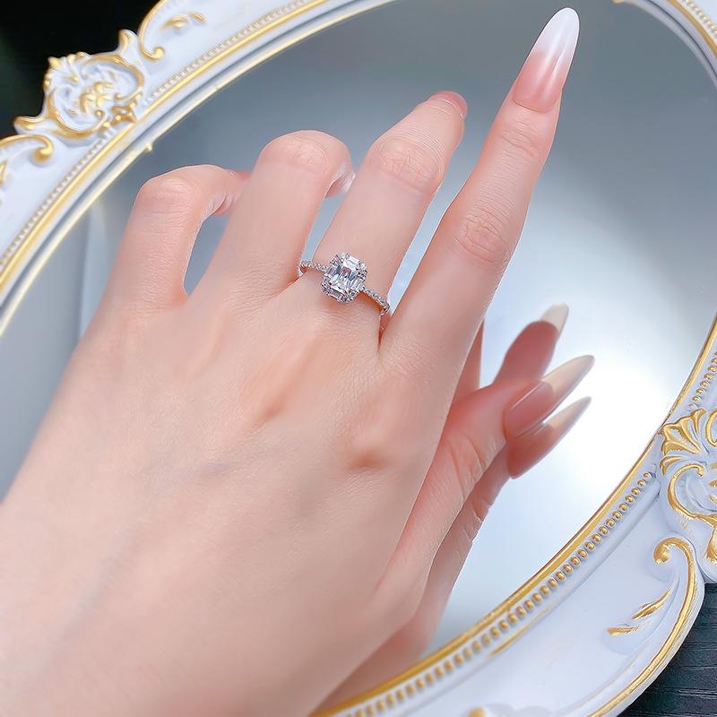 S925 Sterling Silver Rectangular 6A Cubic Zirconia Ring-429(25%)