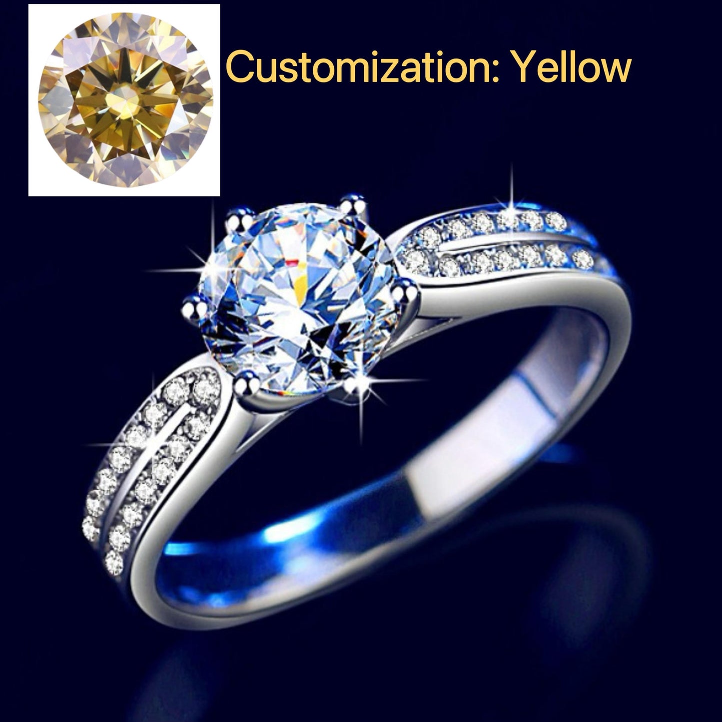 NO.115 S925 Sterling Silver Star Queen Ring Synthetic Moissanite Ring fashion jewelry accessory woman girl promise ring Springtok