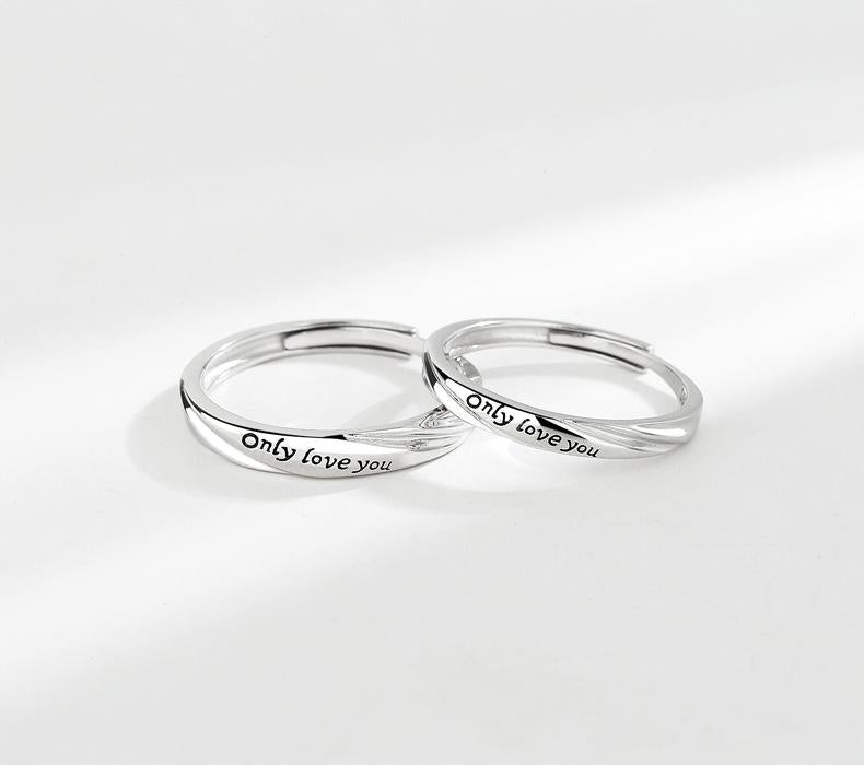 S925 Sterling Silver casual English Letter Couple Ring-557 jewellery  with  meaning(45%)