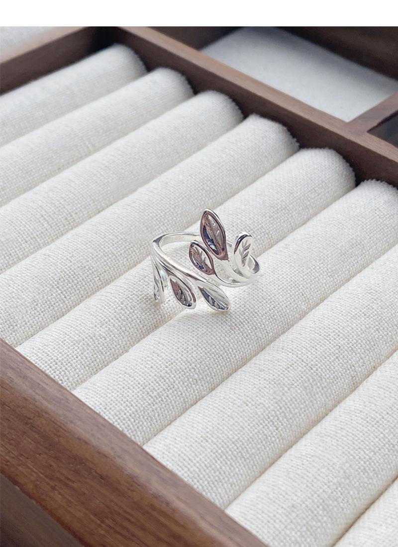 S925 Sterling Silver Vine Leaf Ring for Women Open Ring -524 leaf  ring(45%)