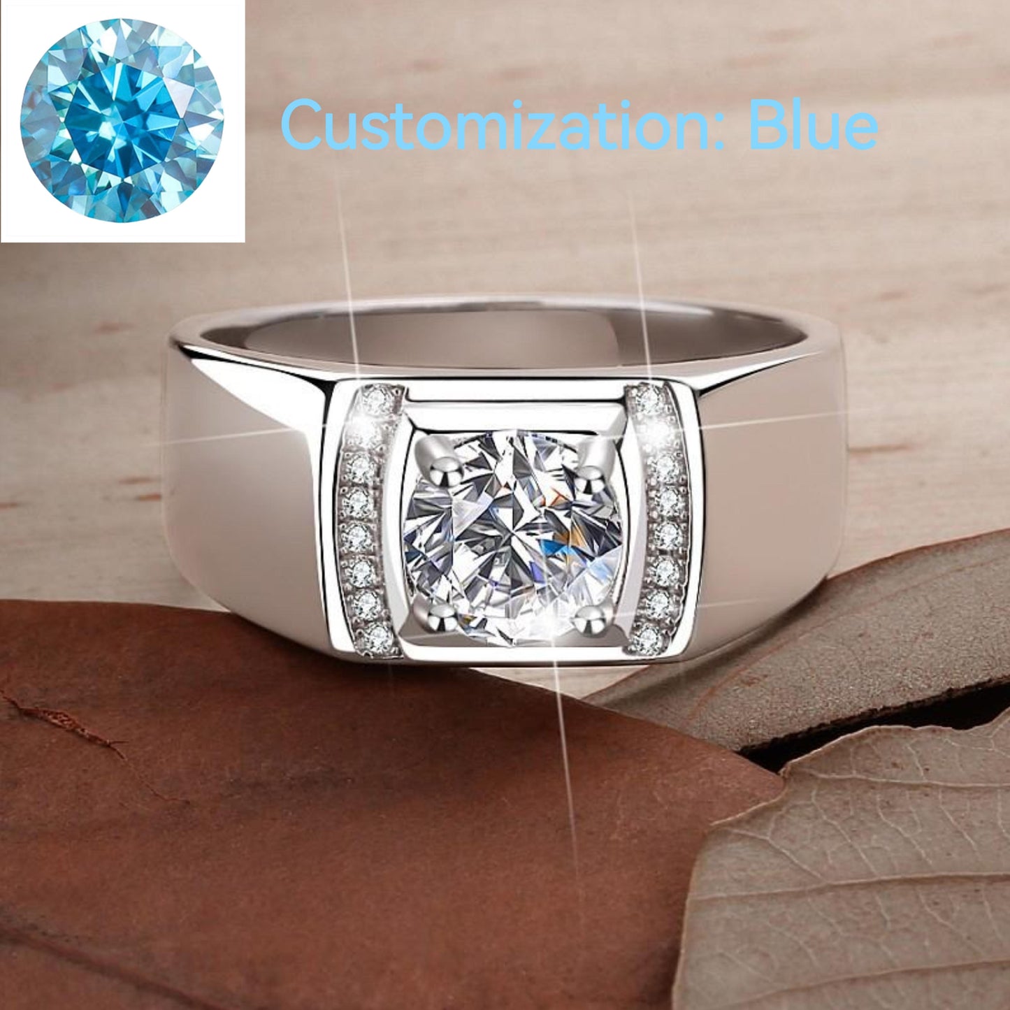 NO.155 S925 Sterling Silver Ring Inlaid with Super Flash Synthetic Moissanite fashion jewelry accessory promise ring Springtok Men's Ring
