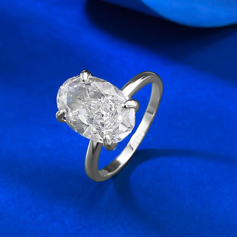 S925 sterling silver oval cut pigeon egg Ring 8*12mm 8A cubic zirconia ring-231(35%)