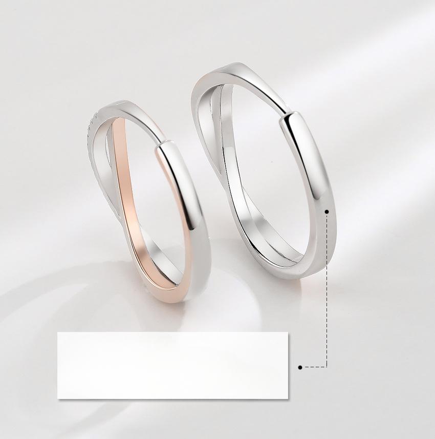 S925 Sterling Silver Mobius Couple Ring Cross Open Ring -555(45%)