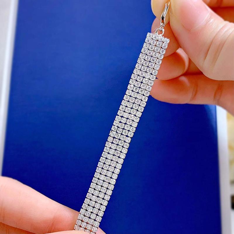 S925 Sterling Silver Four Row Full Silver Plated  White Golden 8A Cubic Zirconia Bracelet-304(15%)