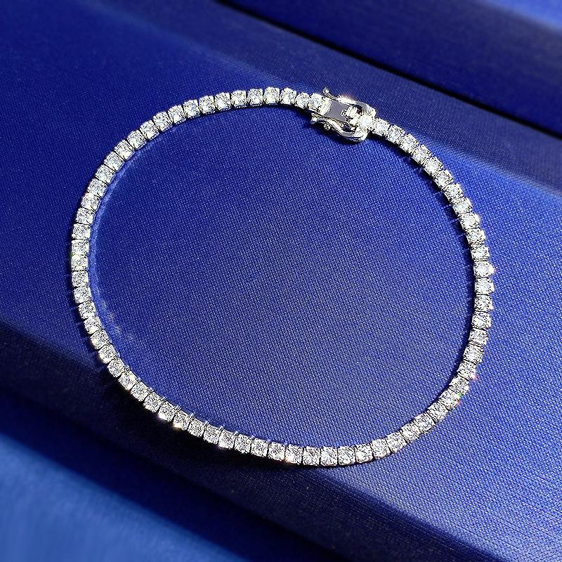 S925 Sterling Silver Tennis Row Zirconia Full Oval Stones 6A Cubic Zirconia Bracelet-301(45%)