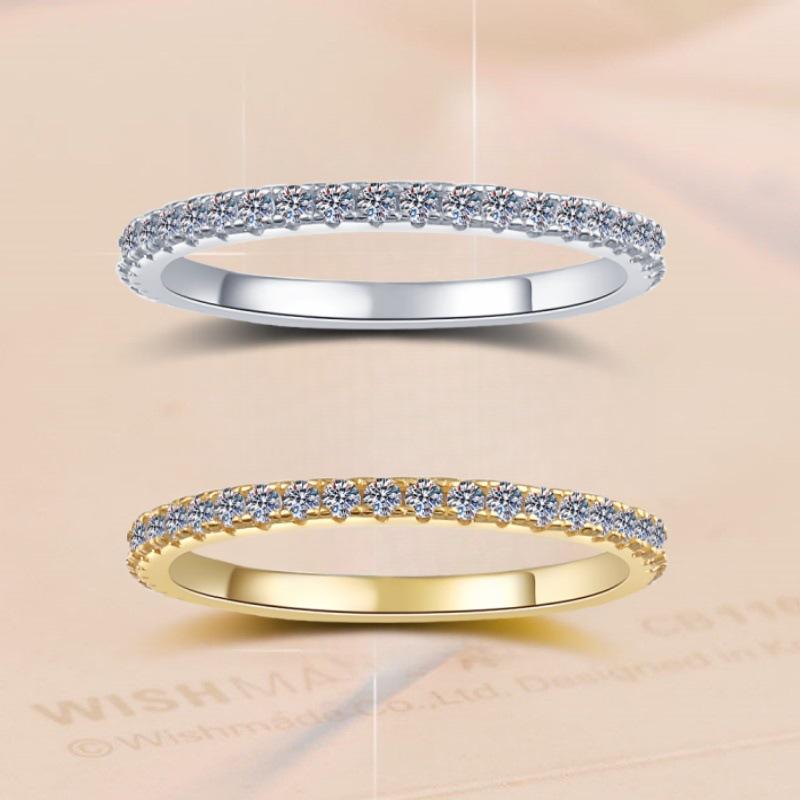 S925 Sterling Silver One-word Plated Band Ring Synthetic Moissanite Ring-570(35%)