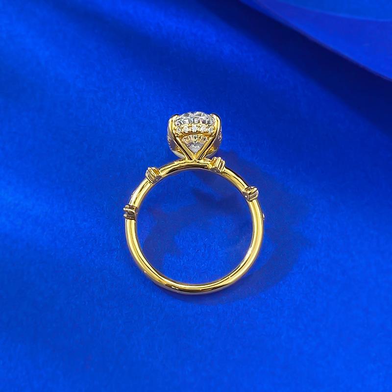 S925 Sterling Silver Oval Pigeon Egg Shape Four-Claw Ring 8*12mm 8A Cubic Zirconia Ring-577(35%)