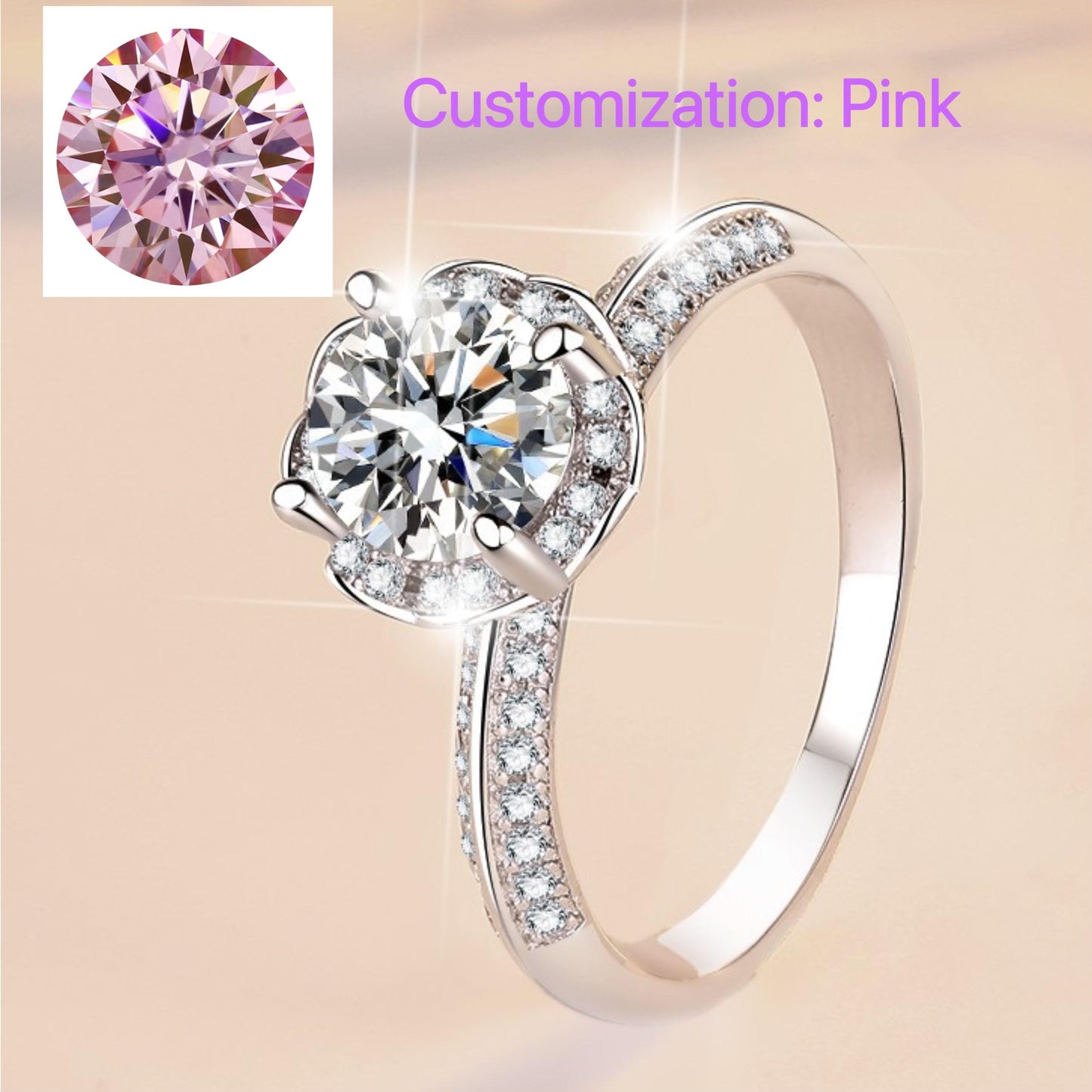 NO.112 S925 Sterling Silver Hold flowers Ring Synthetic Moissanite Ring fashion jewelry accessory woman girl promise ring Springtok