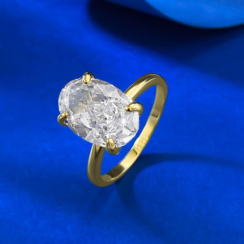 S925 sterling silver oval cut pigeon egg Ring 8*12mm 8A cubic zirconia ring-231(35%)