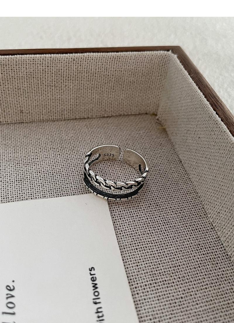 S925 Sterling Silver Vintage Double Layer Chain Ring for Women - 501(45%)