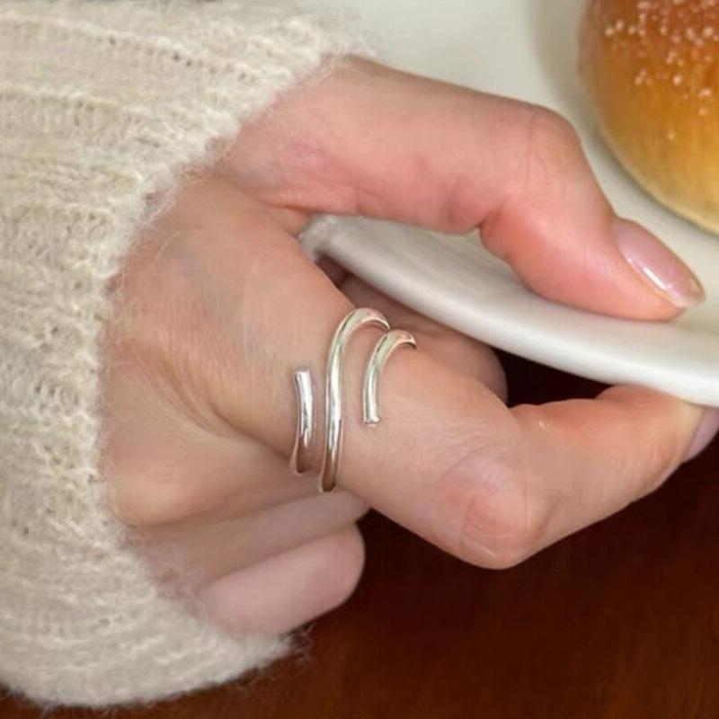 S92 Sterling Silver Multi-layer Line Ring for Women - 535(45%)