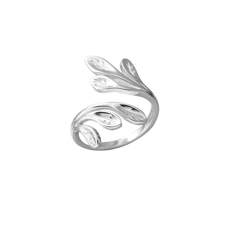 S925 Sterling Silver Vine Leaf Ring for Women Open Ring -524 leaf  ring(45%)