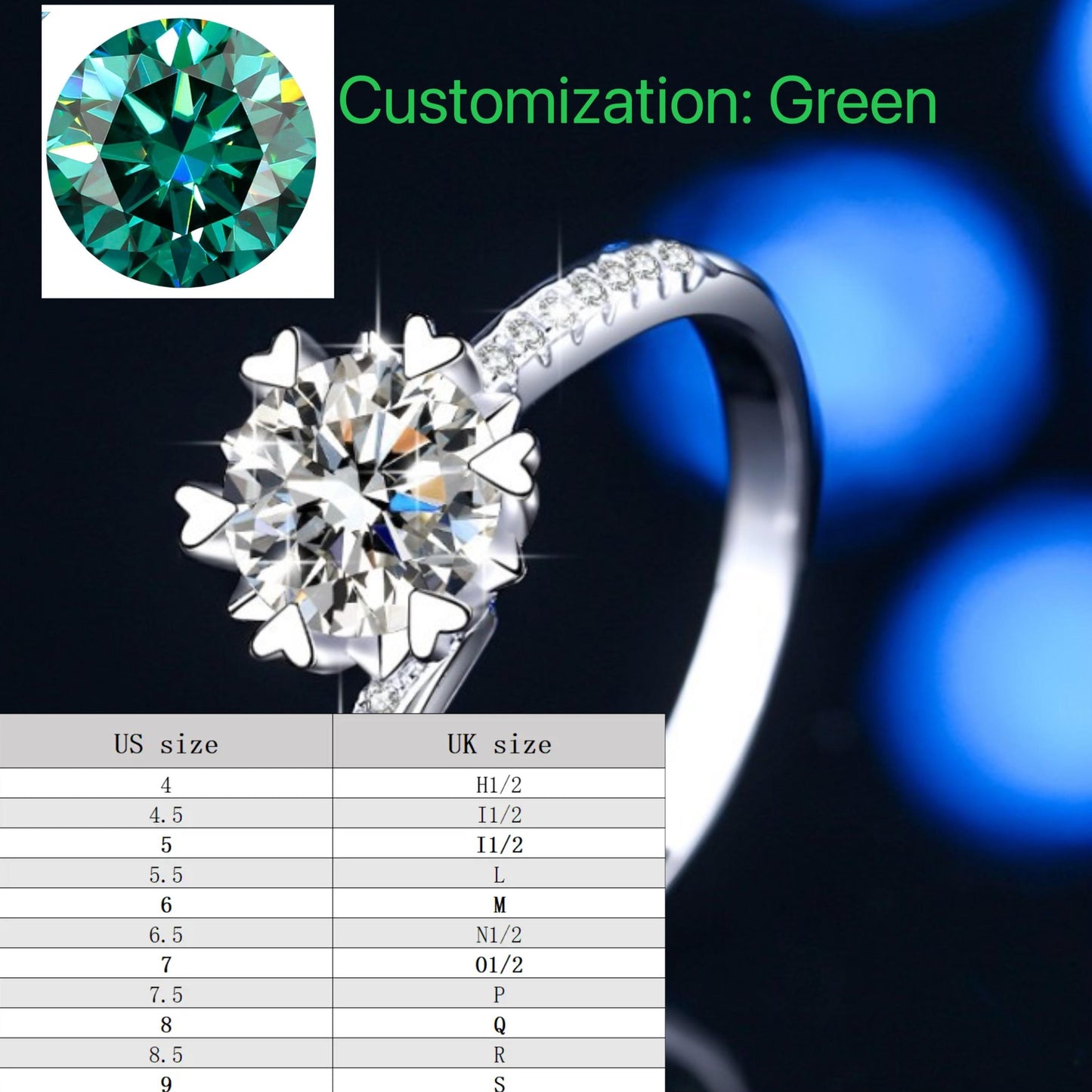 S925 Sterling Silver Swing Arm Snowflake Ring/2 Carat/ Synthetic Moissanite Ring fashion jewelry accessory woman girl promise ring-194(35%)