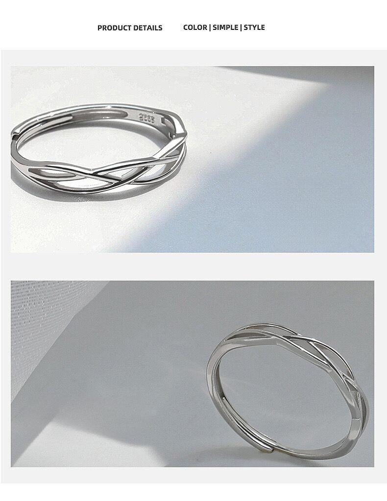 S925 Sterling Silver Plain Circle Geometric Line Winding Ring Female-538(45%)