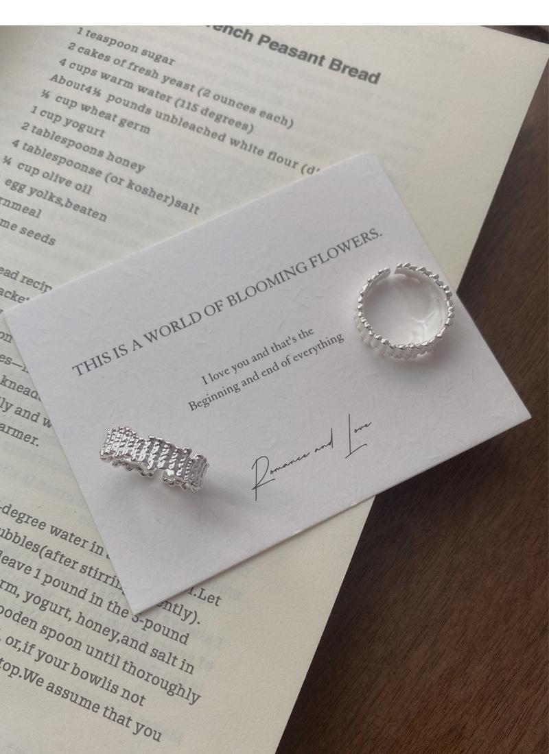 S925 Sterling Silver Irregular Texture Ring Women's Open Ring-488(45%)